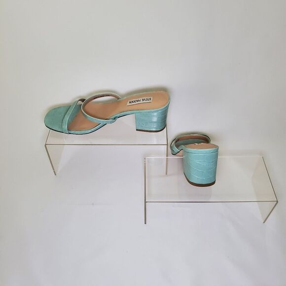 NEW Steve Madden Women's Sandals Size 9.5M Green Block Heel Slip-On Strappy - Picture 10 of 14